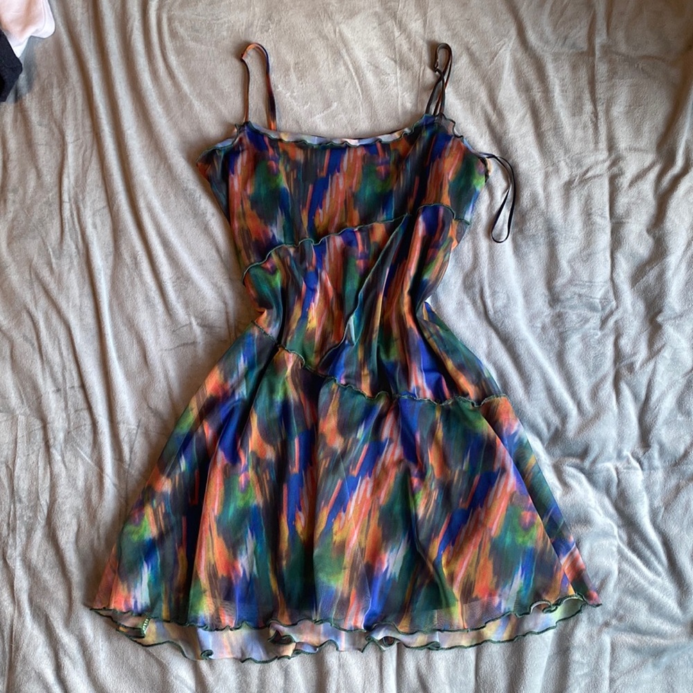 uo moxie mesh slip dress